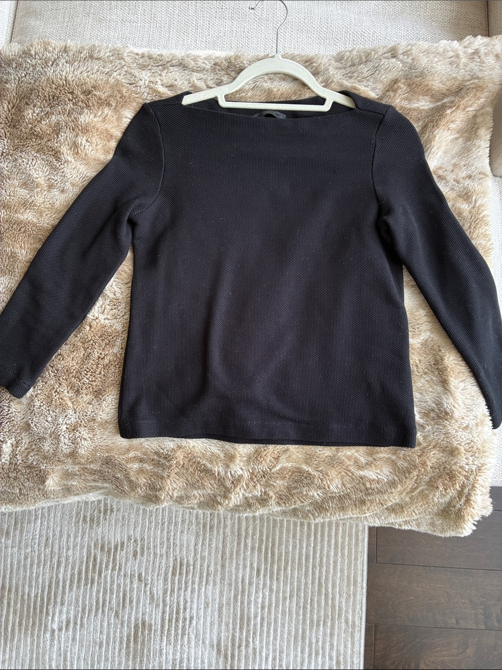 The Row Black Textured Knit Top